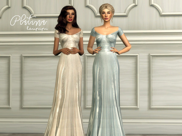 Sims 4 Platina gown by laupipi at TSR