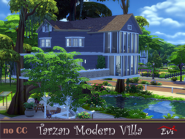 Sims 4 Tarzan Modern Villa by evi at TSR