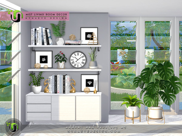 Sims 4 Mist Living Room Decor by NynaeveDesign at TSR