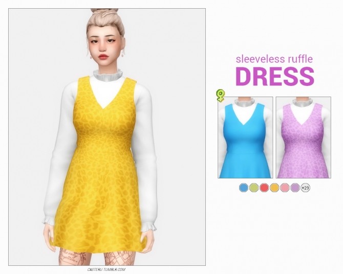 Sims 4 Sleeveless ruffle dress at Casteru
