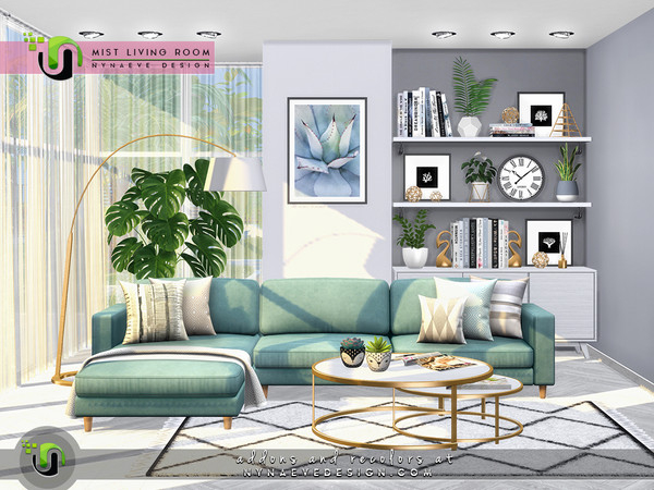 Sims 4 Mist Living Room Decor by NynaeveDesign at TSR