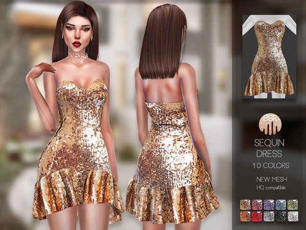 Sims 4 Sequin Dress BD158 by busra tr at TSR