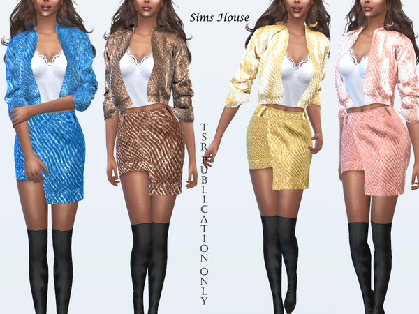 Sims 4 Metallic Skirt by Sims House at TSR