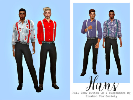 Hans Full Body Button Up And Suspenders by HazelsCloset at TSR