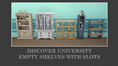 Empty Discover University Bookshelves with Slots by Teknikah at Mod The Sims