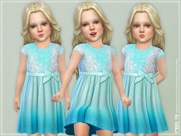 Sims 4 Blue Sequin Dress by lillka at TSR