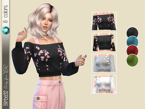 Sims 4 Floral wool sweater by Birba32 at TSR