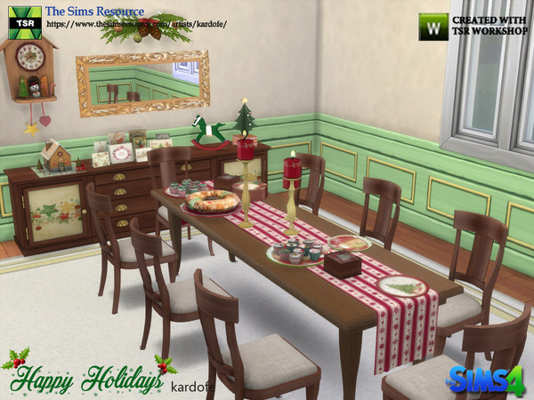 Sims 4 Happy Holidays dining room part 1 by kardofe at TSR