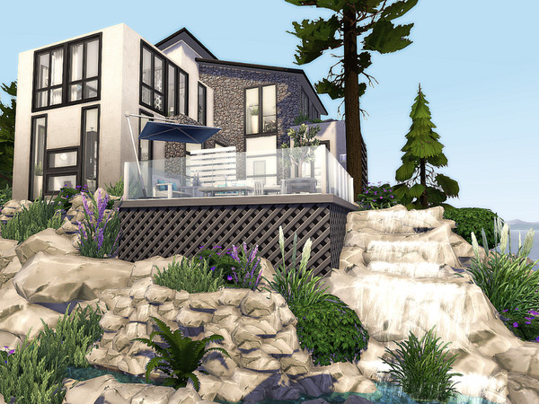 Sims 4 Modern Mountain Mansion No CC by Sarina Sims at TSR