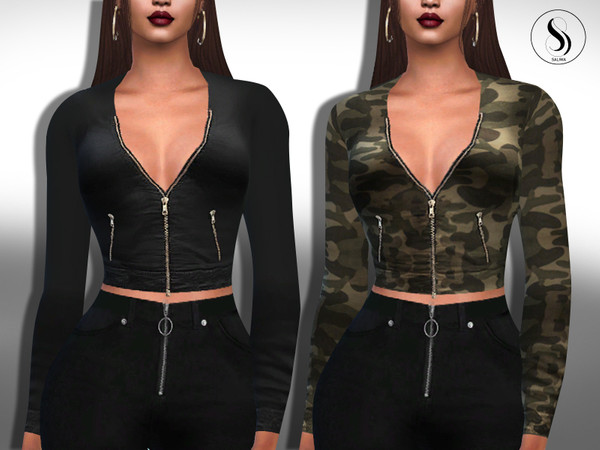 Sims 4 Zipper Blazer Jackets by Saliwa at TSR