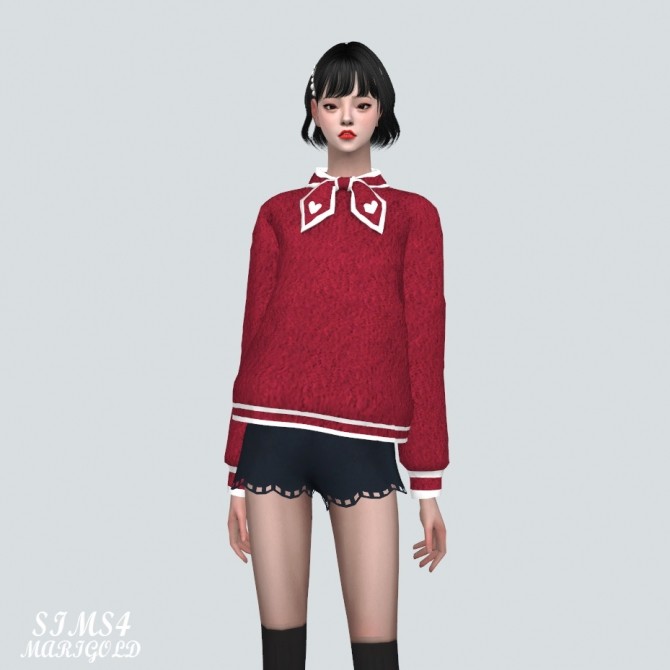 Sims 4 Heart Mini Scarf Sweater at Marigold