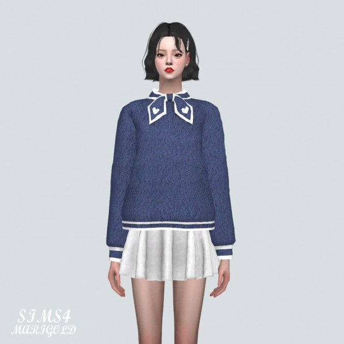 Sims 4 Heart Mini Scarf Sweater at Marigold