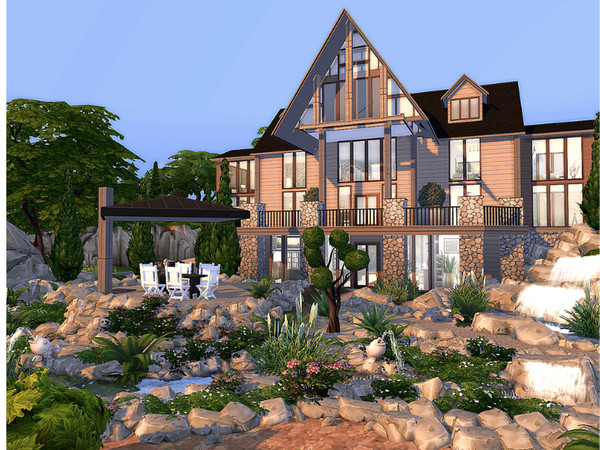 Sims 4 Rustic Modern big house by Sarina Sims at TSR