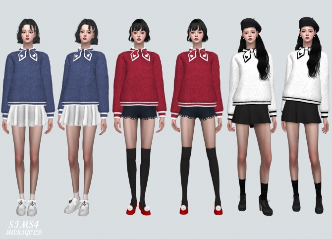 Heart Mini Scarf Sweater At Marigold » Sims 4 Updates