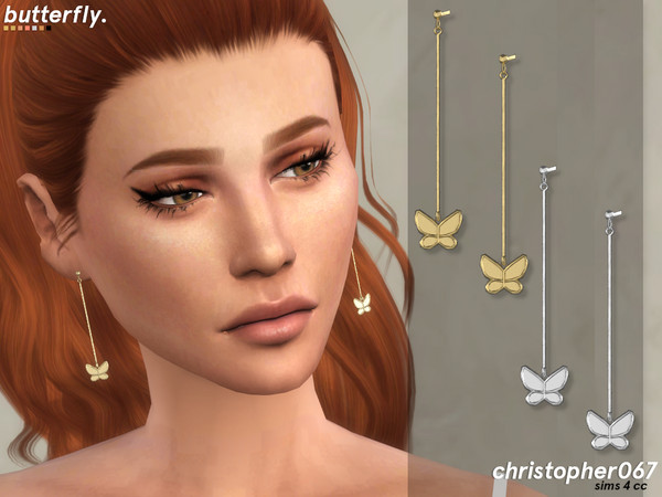 Sims 4 Butterfly Earrings by Christopher067 at TSR