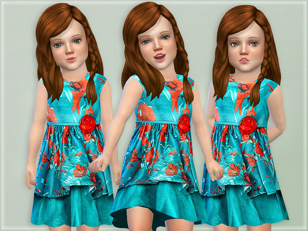 Sims 4 Floral Layered Toddler Dress by lillka at TSR