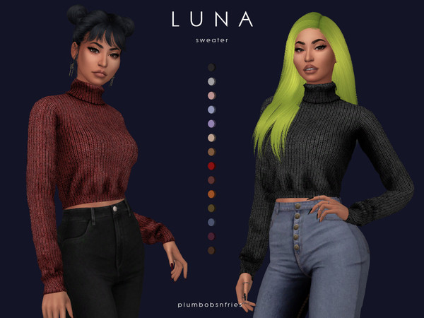 Sims 4 LUNA sweater by Plumbobs n Fries at TSR