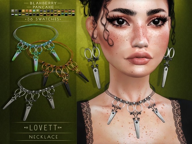 Sims 4 Lovett earrings & necklace at Blahberry Pancake