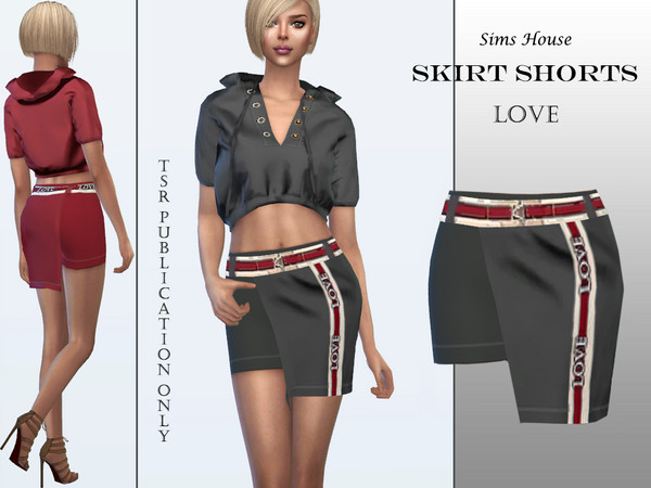 Sims 4 Skirt shorts LOVE by Sims House at TSR