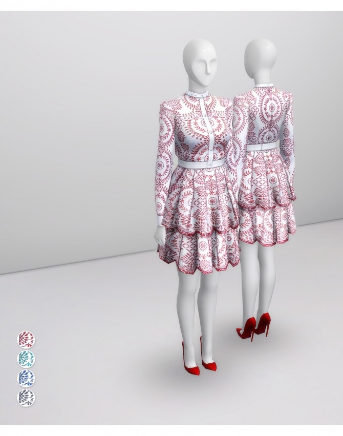 Sims 4 Red&White Dress at Rusty Nail