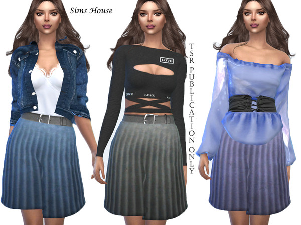 Sims 4 Pleated skirt by Sims House at TSR