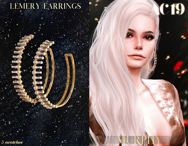 Sims 4 Lemery Earrings AC 2019 Day 4 by Silence Bradford at MURPHY