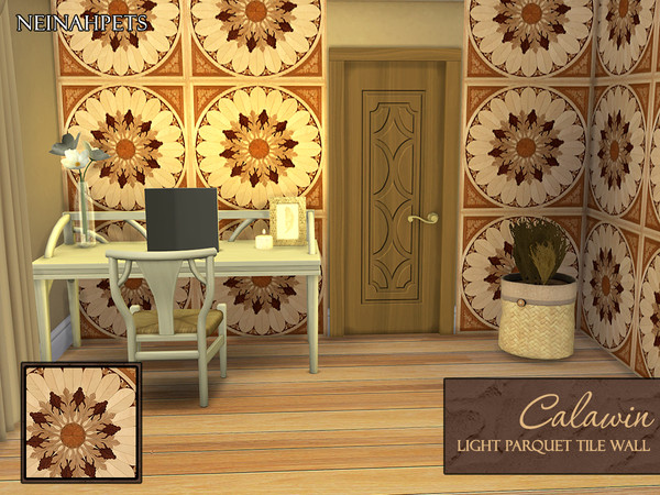 Sims 4 Calawin Light Parquet Tile Wall by neinahpets at TSR
