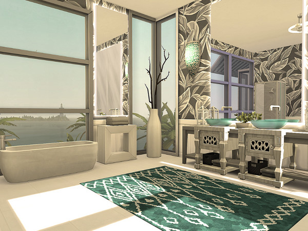 Sims 4 Modern Water Mansion No CC by Sarina Sims at TSR