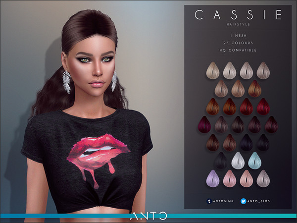 Sims 4 Cassie Hairstyle by Anto at TSR