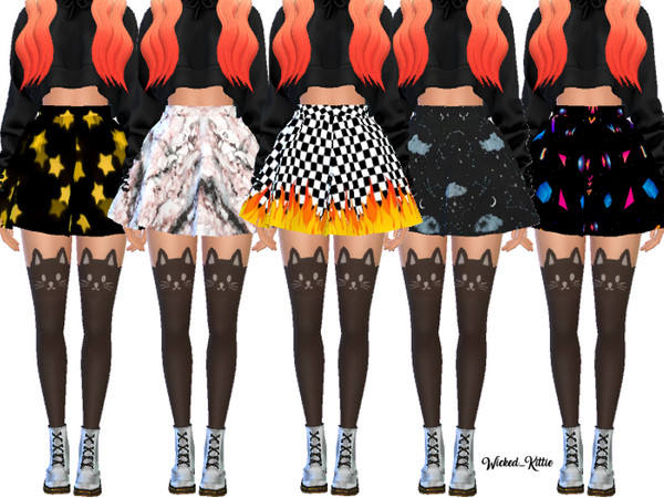 Sims 4 Cute Flared Skater Skirts by Wicked Kittie at TSR