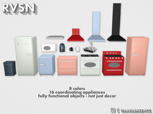Sims 4 SMEGlish Retro Kitchen Appliances Small by RAVASHEEN at TSR