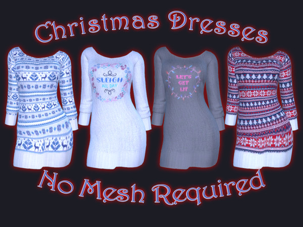 Sims 4 Christmas Dresses by IJustMakeStuff at TSR