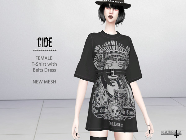 Sims 4 CIDE T Shirt Dress by Helsoseira at TSR