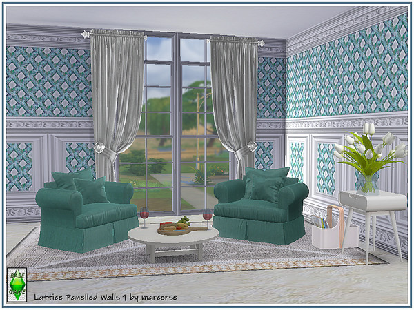 Sims 4 Lattice Panelled Walls by marcorse at TSR