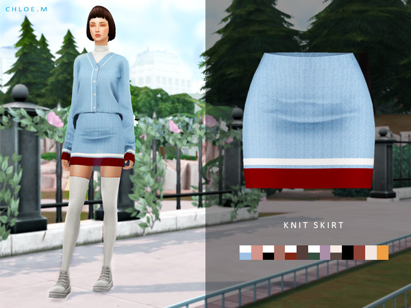 Sims 4 Knit Skirt by ChloeMMM at TSR