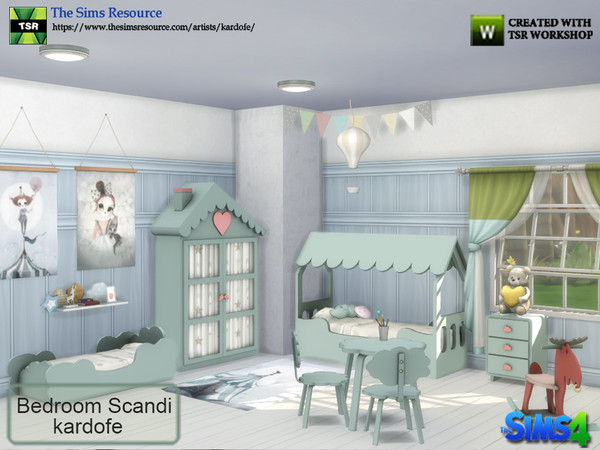 Sims 4 Bedroom Scandi by kardofe at TSR