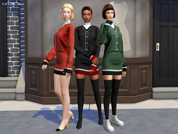 Sims 4 Knit Skirt by ChloeMMM at TSR