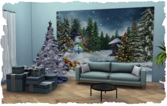 Sims 4 Christmas mural by Chalipo at All 4 Sims