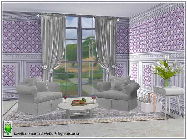 Sims 4 Lattice Panelled Walls by marcorse at TSR