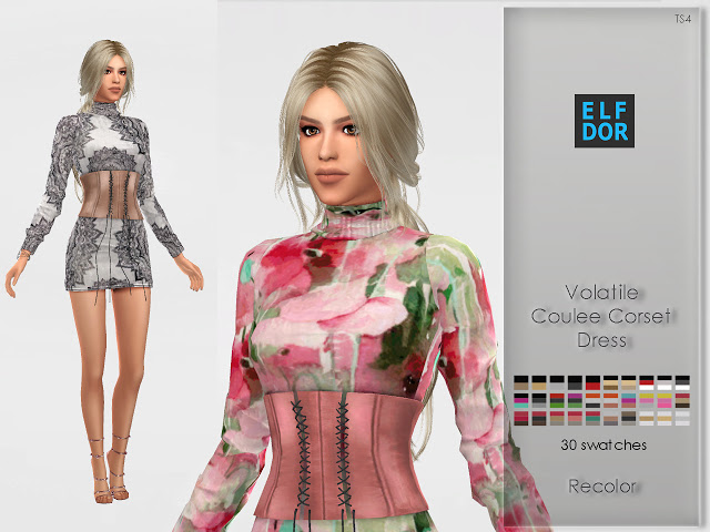 Sims 4 Volatile Coulee Corset Dress RC at Elfdor Sims
