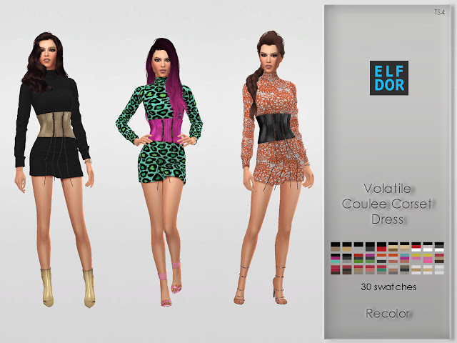 Sims 4 Volatile Coulee Corset Dress RC at Elfdor Sims