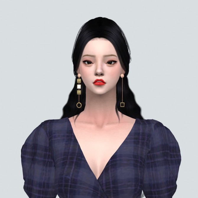 Sims 4 Unbalance Square Circle Chain Earrings at Marigold