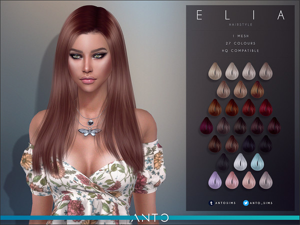 Sims 4 Elia Hairstyle by Anto at TSR
