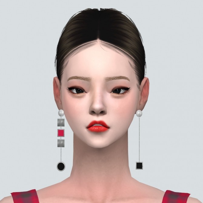 Sims 4 Unbalance Square Circle Chain Earrings at Marigold
