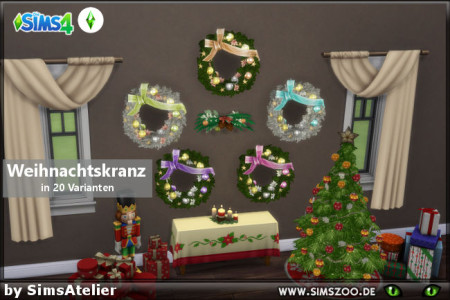 Christmas wreath by SimsAtelier at Blacky’s Sims Zoo