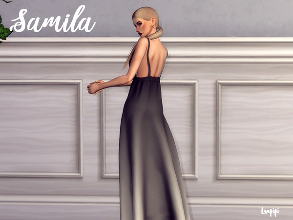 Sims 4 Samila long dress by laupipi at TSR