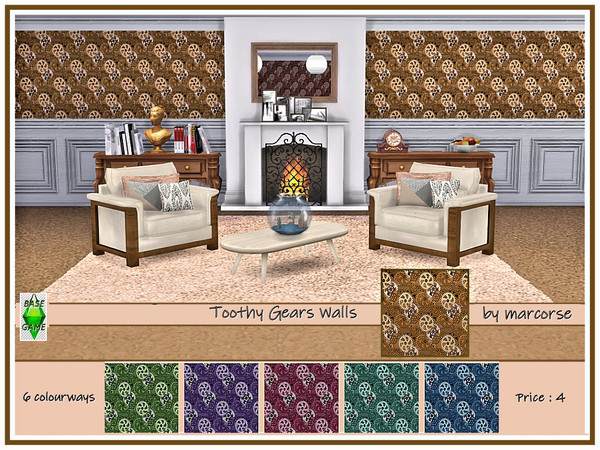 Sims 4 Toothy Gears Walls by marcorse at TSR