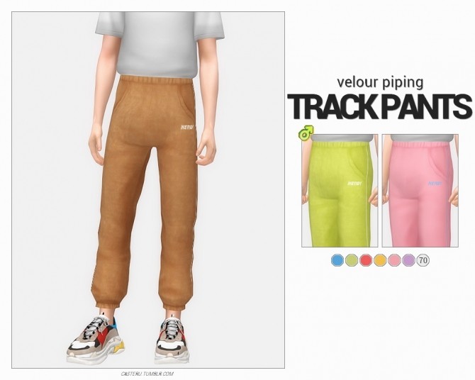 Sims 4 Velour piping track pants at Casteru