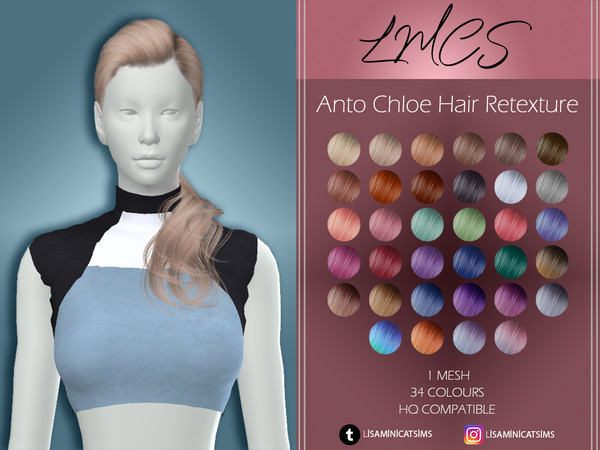 Sims 4 LMCS Anto Chloe Hair Retexture by Lisaminicatsims at TSR