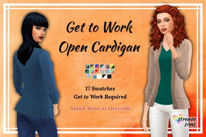 Sims 4 Get to Work Open Cardigan Solid Colors at Strenee Sims